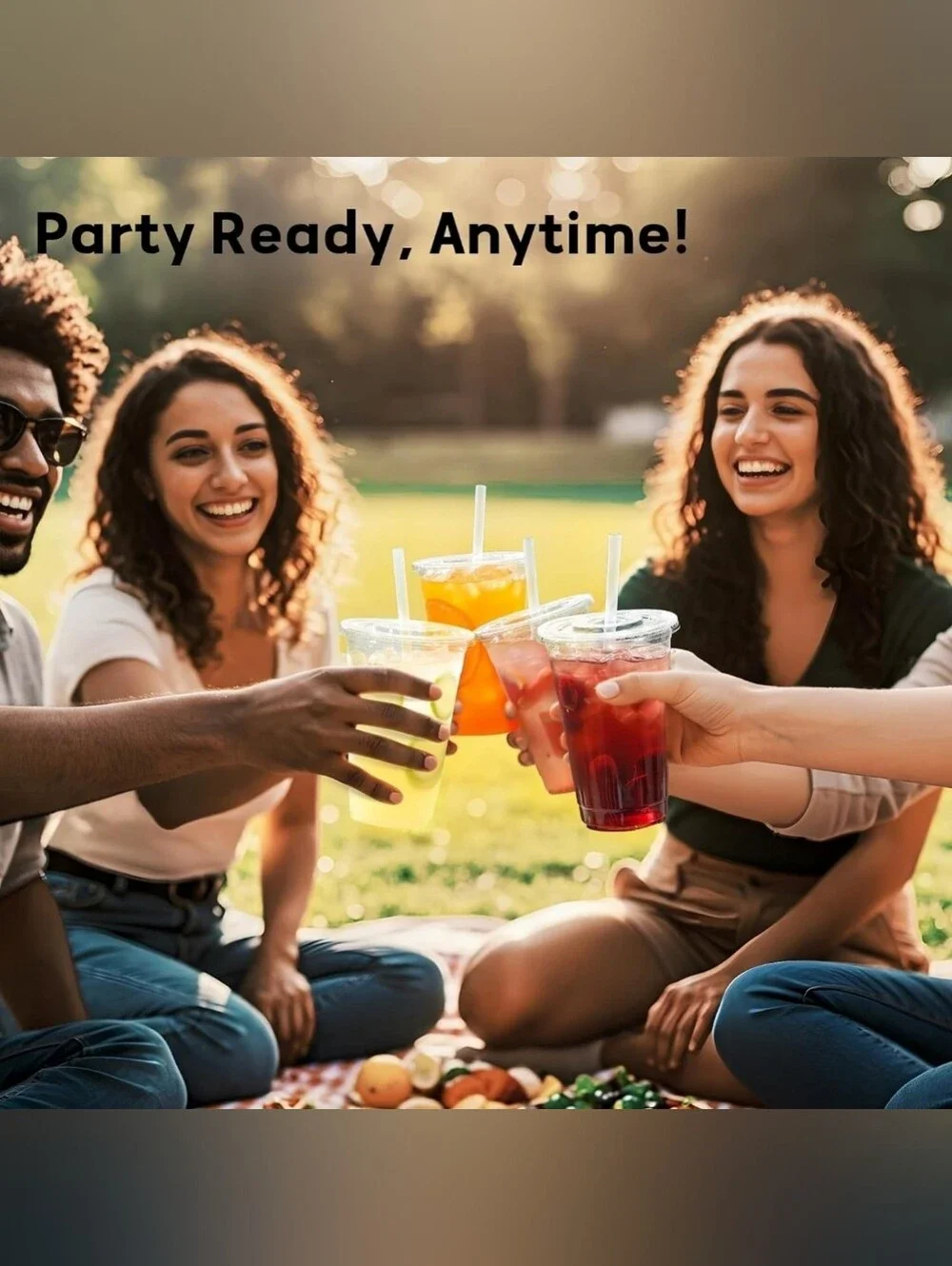 20oz Disposable Plastic Cups with Lids and Straws, 25 Pack, Durable & BPA Free